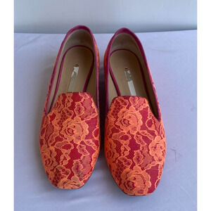 Nicholas Kirkwood Orange Lace and Red Leather Ballet Flats size 36 US 6